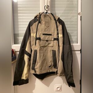 Grailez technical shell jacket Men's Beige and Black Hooded with pockets Med